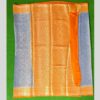 benaras georgette blue saree with contrast pallu and blouse - Image 3