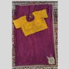 wine color designer  saree with yellow designer blouse - Image 3